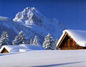 snow on cabins