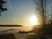 winter lake in morning